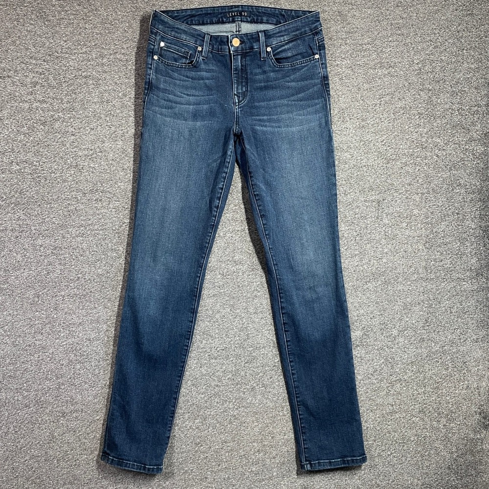 Level 99 Jeans Slim Straight Leg Womens 30 Dark Wash Blue